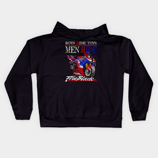 Men Ride Fireblade Kids Hoodie by TwoLinerDesign